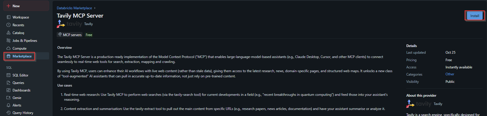 Tavily Marketplace Setup Step 1